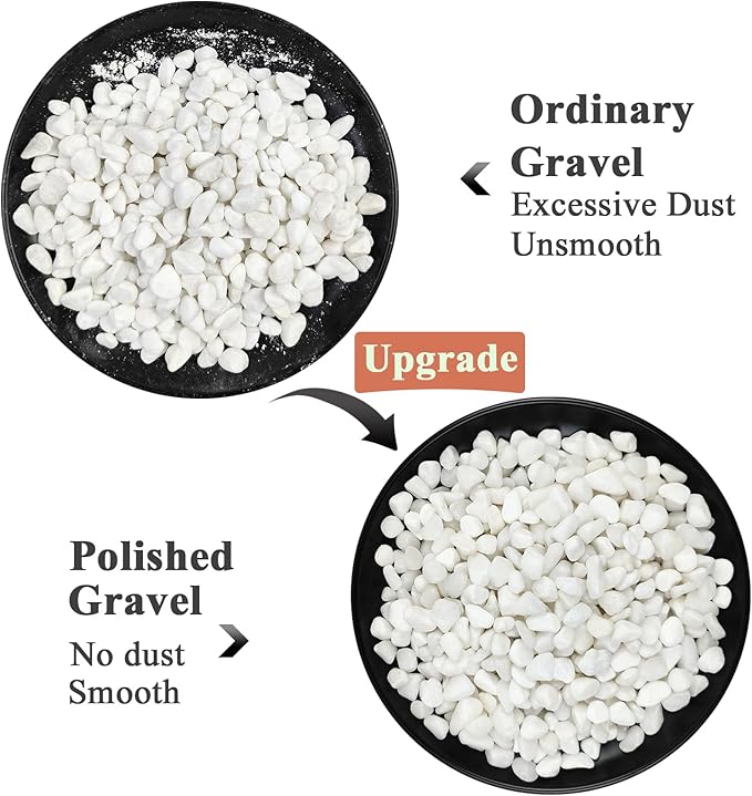 5 lbs White Pebbles for Indoor Plants, 3/8 Inch Decorative White Gravel, Polished River Rocks for Potted Plants Vase Cactus Bird Bath and Outdoor Garden Landscaping-PawvioPets