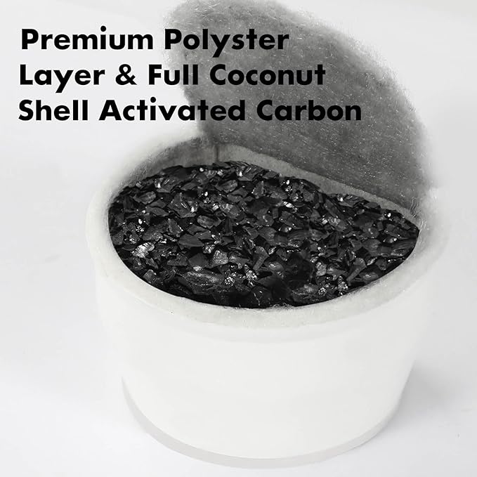 8 Pack Cat Water Fountain Filters Replacement, 4 Carbon Filters and 4 Foam Sponge Pre-Filter Fit for Multiple Ceramic and Stainless Steel Pet Fountains-PawvioPets