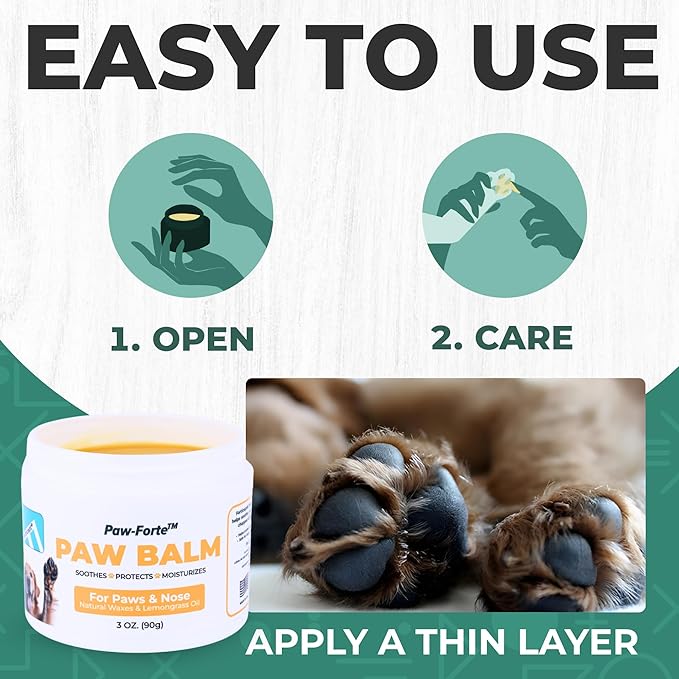 Forticept PAW Balm | Dog Paw Protector from Hot Pavement, Dirt, Salt, Ice and Snow | Soother and Moisturizer for Cracked Dog Paw Pads | Natural Wax Based, Lick Safe 3 oz-PawvioPets