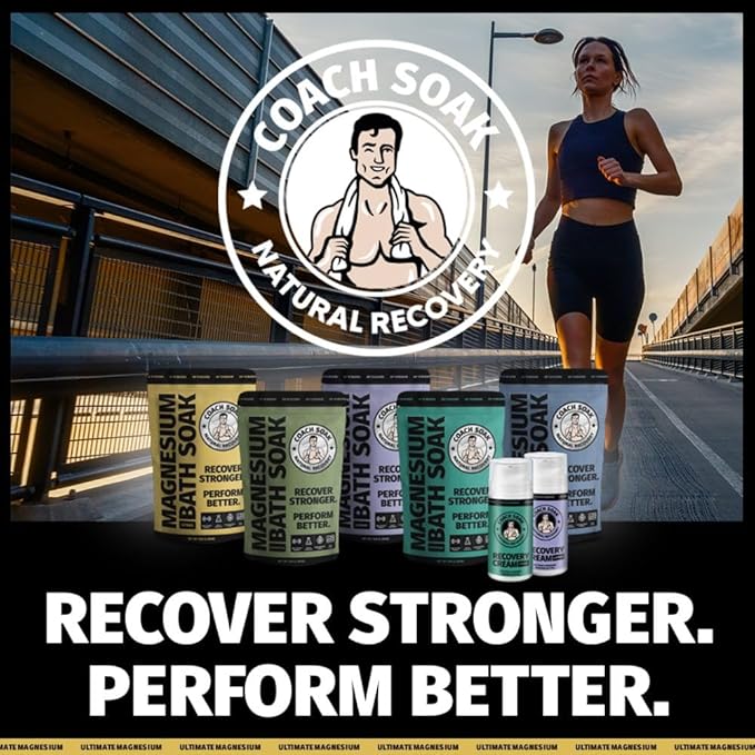 Coach Soak Recovery Bath Soak - Faster Absorption Than Epsom Salt for Pain - Rejuvenating Magnesium Flakes with 21 Minerals, Essential Oils & Bath Salts, 3lbs (Energizing Citrus)-PawvioPets