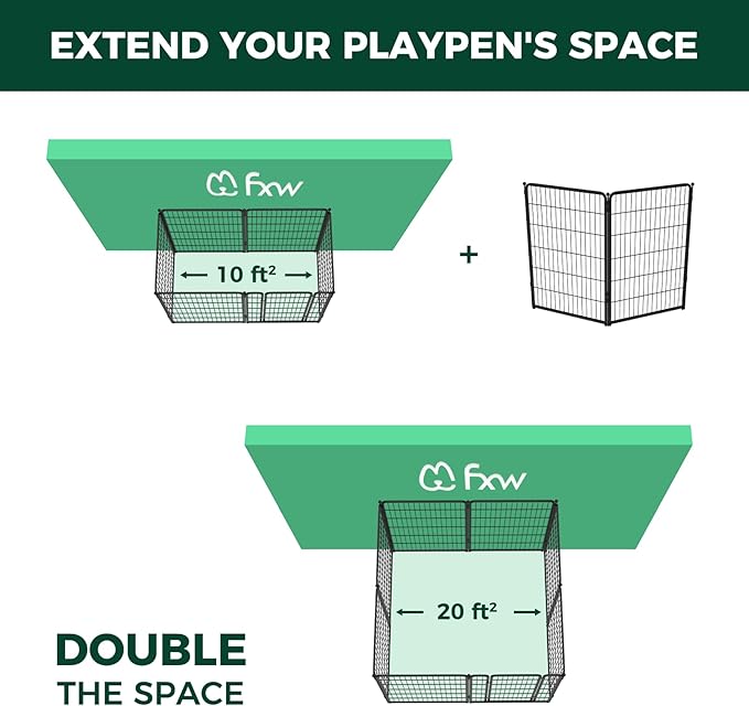 FXW Homeplus Unleashed Indoor Dog Playpen - Stress-Free and Safe Play, Heavy Duty 45 Inch 2 Wire Panels Dog Pen for Large Dogs, Black│Patented-PawvioPets