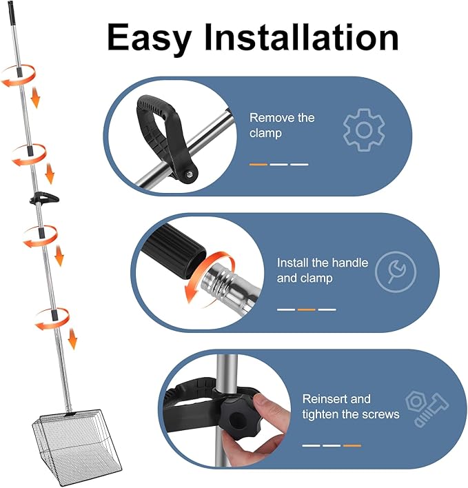 15" Widely Chicken Coop Poop Scooper- Ergonomic Chicken Poop Scooper with 38" to 77" Adjustable Long Handle, Extra-Large Scoop for Sand and Litter, Easy-to-Clean, Multi-Scene Use for Poultry-PawvioPets