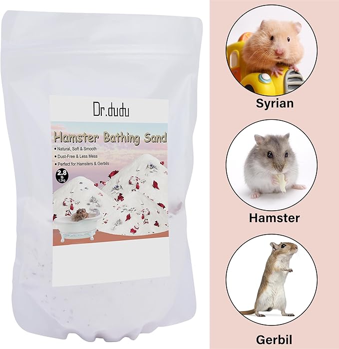 DR.DUDU Hamster Bath Sand, 2.8lb Dust Free Desert Sand or Potty Litter Sand for Hamster Chinchillas Gerbil Syrian Mice Small Animals (White, Flower Smell)-PawvioPets