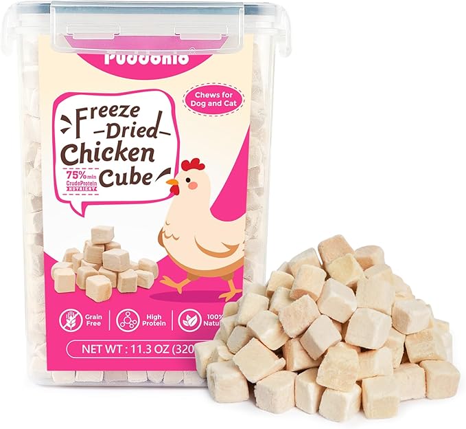 Freeze Dried Cats & Dogs Raw Treats, All Natural Single Ingredient Chicken Breast, High Protein Healthy Pet Training Treats or Food Topper, 11.3 oz-PawvioPets