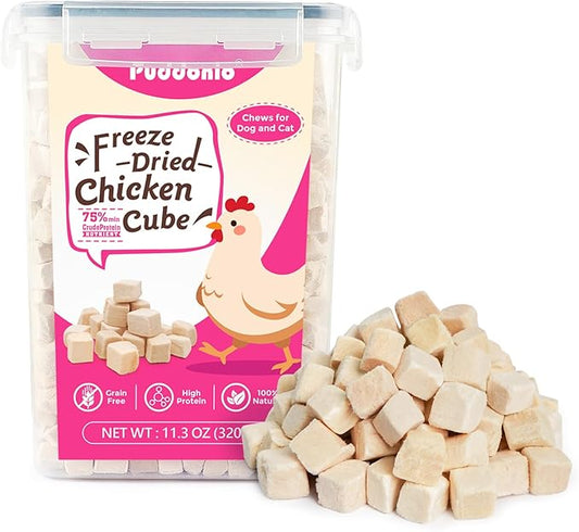 Freeze Dried Cats & Dogs Raw Treats, All Natural Single Ingredient Chicken Breast, High Protein Healthy Pet Training Treats or Food Topper, 11.3 oz-PawvioPets