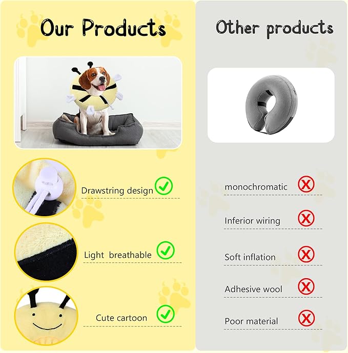 Adjustable cat Cone Collar Soft to Stop Licking After Surgery for Kitten, Alternative to Cone of Shame cat, Donut Cone for Cats, pet Elizabethan Collar (Bee, Small)-PawvioPets