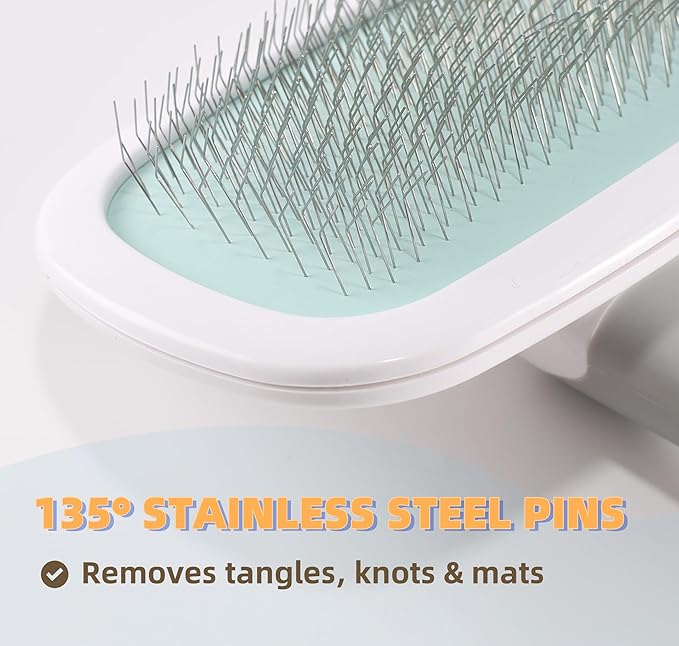 360°Rotating Dog and Cat Brush with Soft Pins Gentle Slicker Brush for Small Dogs Puppies Yorkies Poodles Cats Removes Loose Fur-PawvioPets