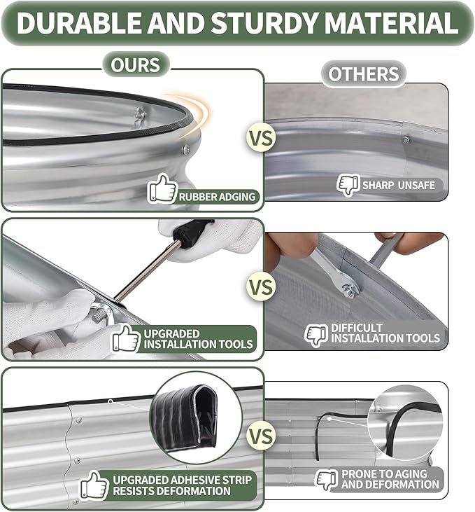 1MORE Galvanized Raised Garden Bed- Planter Garden Boxes Outdoor, Raised Beds for Gardening, 4x2x1ft Metal Garden Bed Kit for Vegetables Flower, Planter Raised Beds with Tools.Silver-2pack-PawvioPets