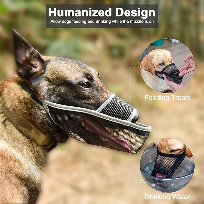 Crazy Felix Nylon Dog Muzzle for Small Medium Large Dogs Dachshund Beagle Poodle Labrador, Air Mesh Breathable and Drinkable Pet Mouth Guard for Anti-Biting Chewing Scavenging (XS, Reflective Trim)-PawvioPets