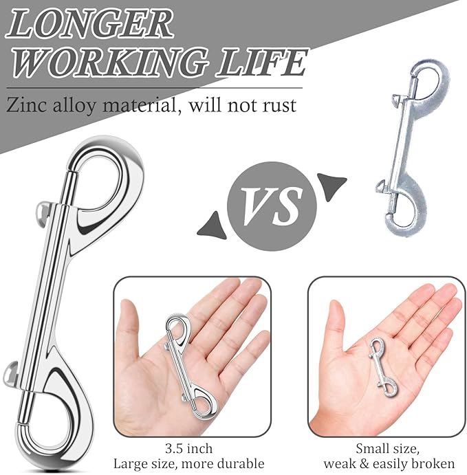 ERKOON 3.5 inch Double Ended snap Hooks,110lbs Metal Clips Load Capacity Zinc Alloy Double Sided Clips Heavy Duty Trigger Snap for Dogs Leashes/Water Bucket/Horse Feed/Hammocks Bolt snap-PawvioPets