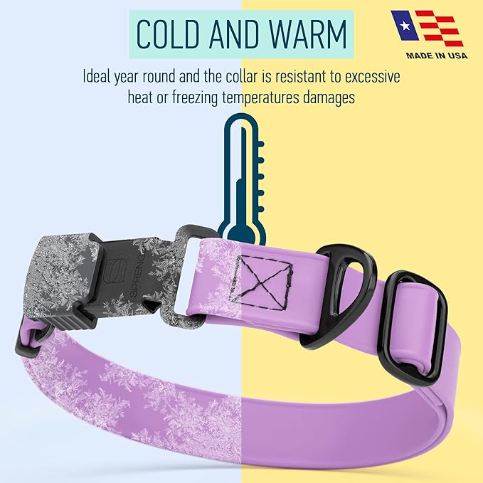 Dogline Biothane Waterproof Dog Collar with Herm Sprenger Stainless Steel Quick Release Buckle – Heavy Duty Tactical Durable Collar for Dogs – Comfortable and Safe Pet Collar W 3/4" L 12-19" Amethyst-PawvioPets