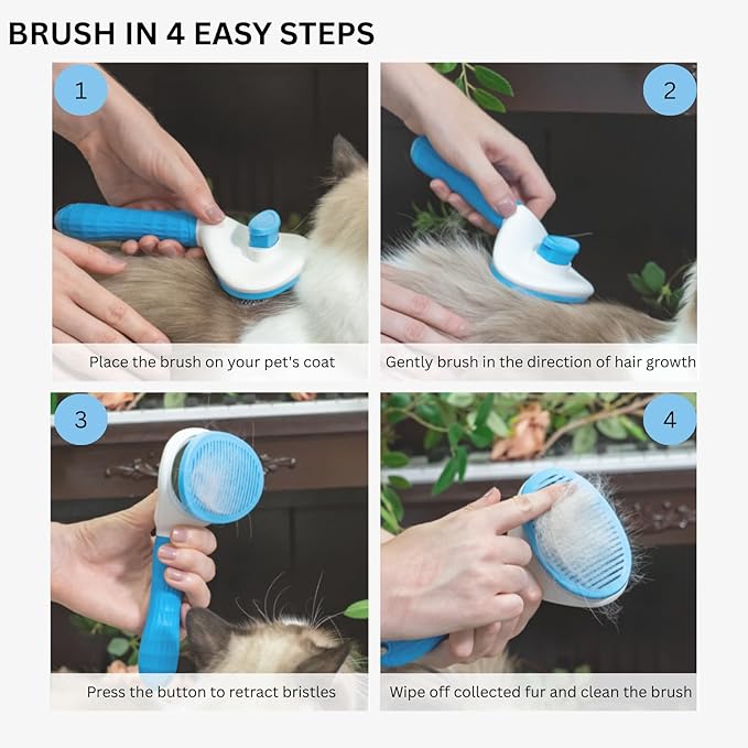 AIXINPET Cat & Dog Self Cleaning Slicker Brush - Easy to Remove Loose Fur, Harmless Deshedding Grooming Tool, Massaging Function - Suitable for Shedding & Furry Pets, like Rabbits and Ferrets-PawvioPets