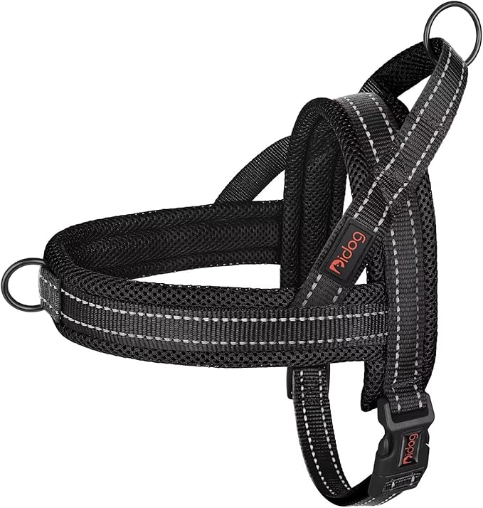 Didog No Pull Dog Harness with Soft Mesh Padded,Reflective & Quick Fit Light Weight Dog Strap Vest Harness,Easy for Walking Training (L:Chest 26-32", Mesh-Black)-PawvioPets