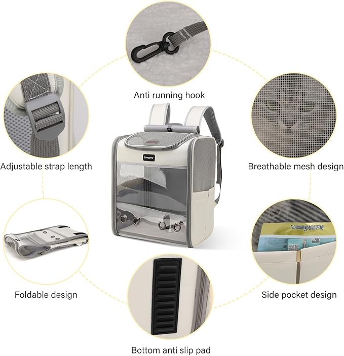 Cat Carrier Backpack,Cat Carrier with Window Blind，Cat Backpack for Small Cats Dogs, Safety Straps, Collapsible, Breathability,Designed for Travel, Hiking, Outdoor,Car-PawvioPets