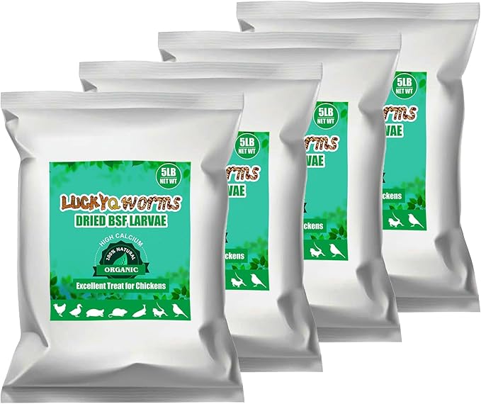 Dried Black Soldier Fly Larvae 20LBS, 85X More Calcium Than Mealworms High-Protein BSF Larvae Chicken Treats Non-GMO BSFL for Chickens, Hens, Ducks, Wild Birds-PawvioPets