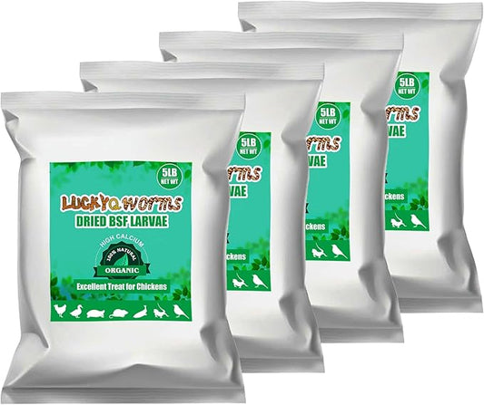 Dried Black Soldier Fly Larvae 20LBS, 85X More Calcium Than Mealworms High-Protein BSF Larvae Chicken Treats Non-GMO BSFL for Chickens, Hens, Ducks, Wild Birds-PawvioPets