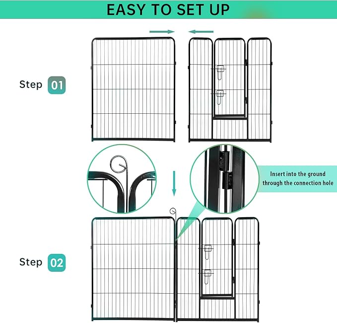 BestPet Dog Playpen Indoor 40 inch 16 Panels Metal Dog Pen Pet Dog Fence Outdoor Exercise Pen with Doors,Pet Puppy Playpen for RV Camping Yard, Black-PawvioPets