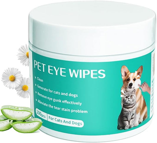 Dog Eye Wipes Gently Remove Tear Stain Eye Debris for Dogs &Cats Pet Grooming Kit Care Wash Cleaner for Eyes Wrinkle Face 100pcs Unscented-PawvioPets