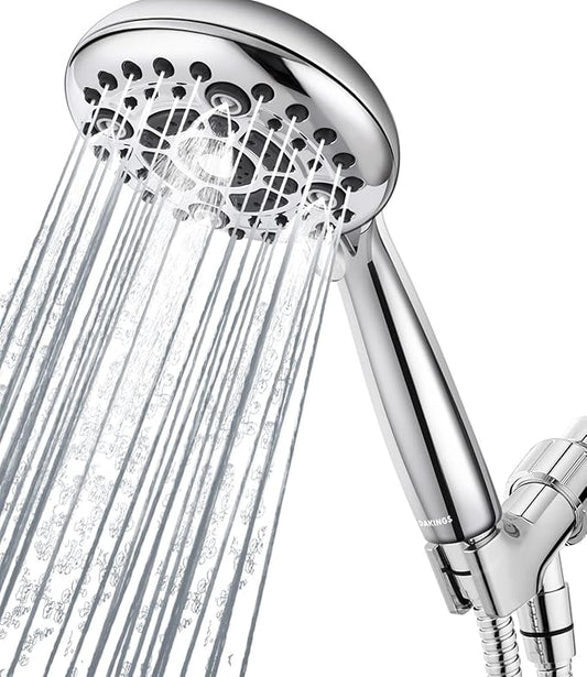 6 Spray Modes High Pressure Handheld Showerhead Set Upgraded 5 Inches Shower Head with Handheld Spray Premium Chrome Handheld Shower Head 60 Inches Stainless Steel Hose-1-Min Install-PawvioPets