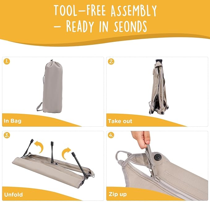 Daisy Cot, Large Foldable Elevated Dog Bed, Portable Raised Outdoor Folding Dog Cot, Cooling, Chew Proof, Waterproof, Heavy Duty Up to 160 Lbs for Camping/Home, Brown, 43"x27"x7”-PawvioPets