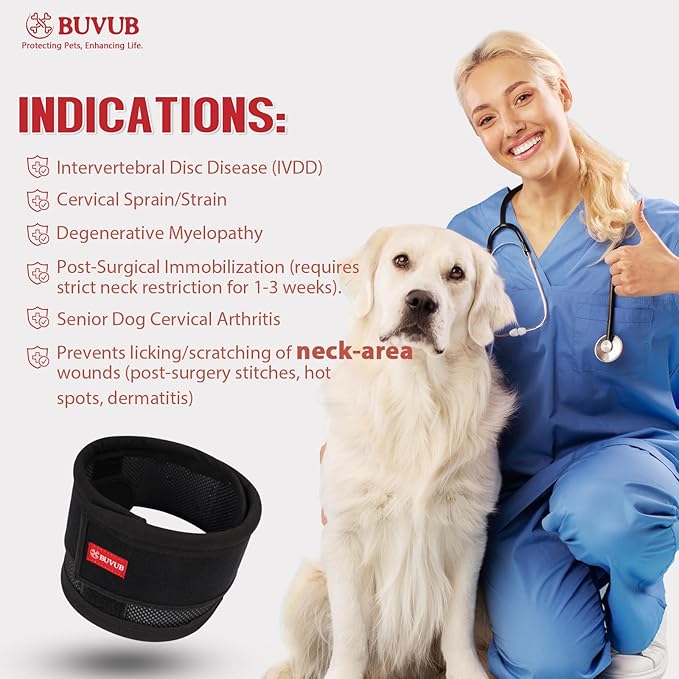 Adjustable Dog Neck Brace for Neck Pain & Injury Relief - Soft & Comfortable Support Collar for Dogs for Recovery After Surgery or Injury(XLarge)-PawvioPets