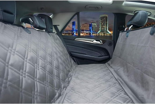 Bulldogology Dog Car Seat Cover Waterproof Heavy Duty Bench Dog Hammock Backseat Protector from Hair, Muddy Paws, Scratches - Pet Car Seat Cover for Cars Trucks SUVs (Large, Grey)-PawvioPets