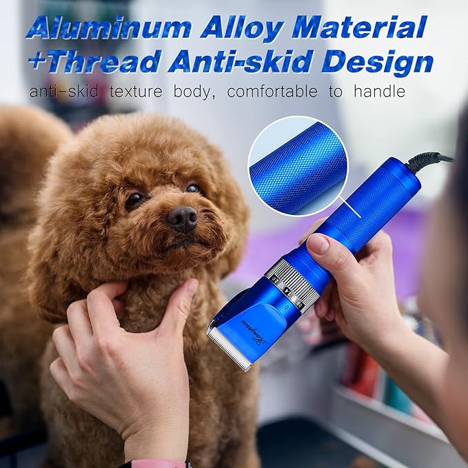 Dog Grooming Clippers, Professional 12V Heavy Duty Pet Clippers, Large Dog Shaver for Thick Coat,Plug-in Pet HairTrimmer with Guard Combs Brush for Dogs Cats-PawvioPets