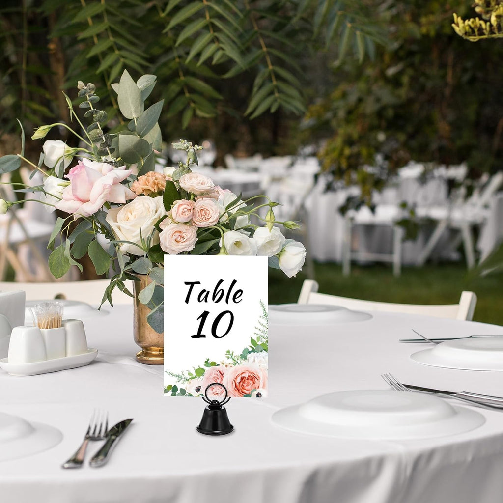 24 Pcs Table Number Holders Place Card Holders for Table 2 Inch Ring Clip Bell Number Holder Metal Picture Holder for Wedding Christmas Restaurant Home Photo Office Memo(Black,Ring)