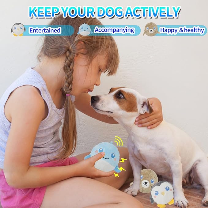 DKING 3Pack Squeaky Dog Balls,2 in1 Funny Puppy Ball Toys,Birthday Dog Toy for Small Medium Dogs (Ocean Ball)-PawvioPets