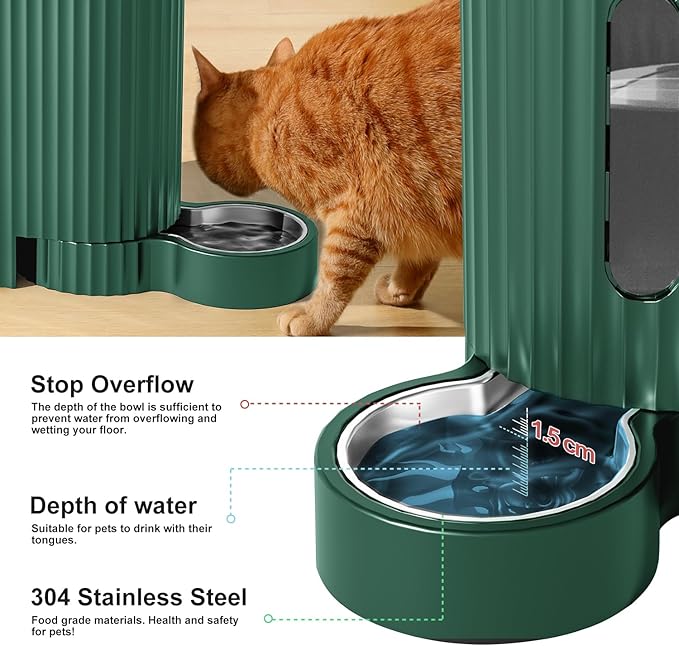 Gardner Pet Automatic Gravity Cat Food Feeder and Water Dispenser Stainless Steel Two-in-One Set Large Capacity Dispenser for Pets Dogs, Puppies, Kittens-PawvioPets