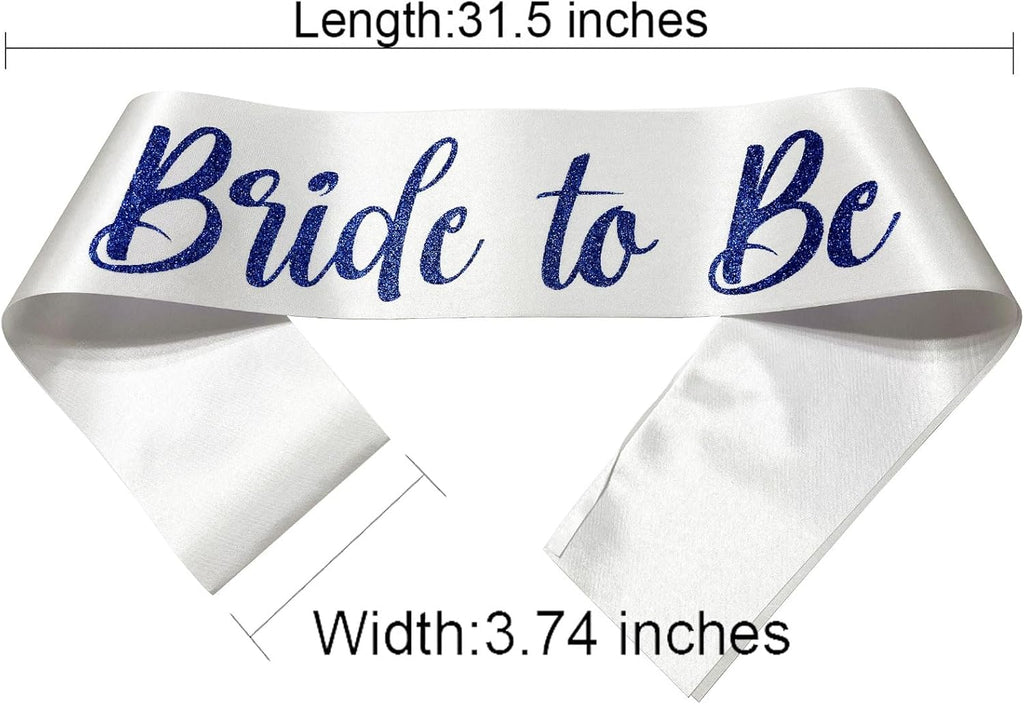 Bride to Be Sash Blue, Bride Sash Bachelorette Party Bridal Shower Sashes Bachelor Decorations Just Married Gift Engaged Decor Accessories,White Blue