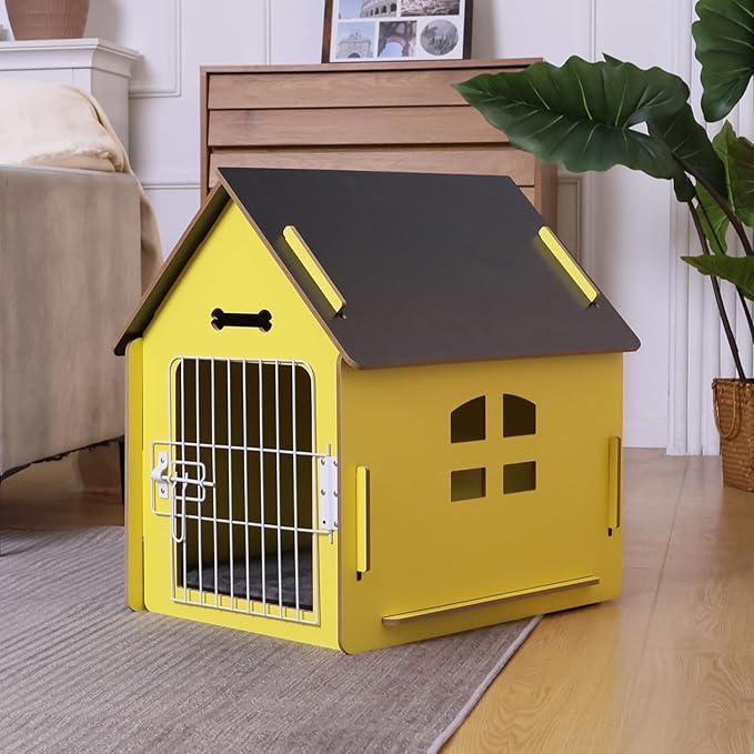 Dog House Indoor for Small Dogs or Cats, Cozy Wooden Design, Small Indoor Bed House, with Air Vents and Elevated Floor Warm Dog Cave-PawvioPets