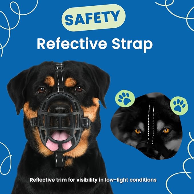 BARKLESS Dog Muzzle, Soft Basket Silicone Muzzle for Dogs to Prevent Biting and Chewing, Breathable Cage Mouth Cover for Training, Allows Drinking and Panting, Used with Collar-PawvioPets