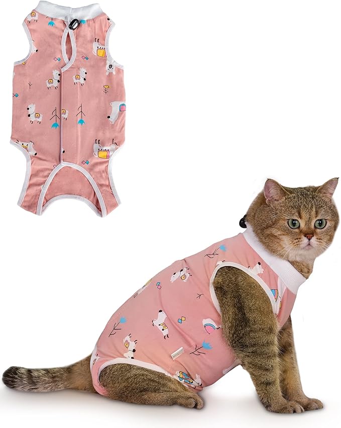 ANWA Cat Recovery Suit, Breathable Cat Onesie After Surgery, Kitten Surgery Recovery Suit, Female Abdominal Wounds-PawvioPets