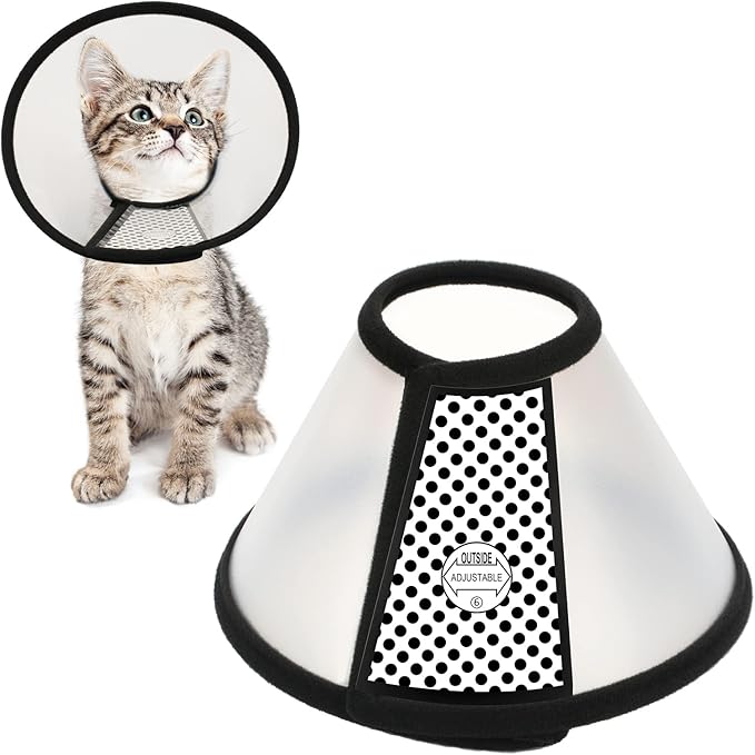 Depets Adjustable Recovery Pet Cone E-Collar for Cats Kittens Rabbits, Plastic Elizabeth Protective Collar Wound Healing Practical Neck Cover, Neck Girth 6.1 in-PawvioPets