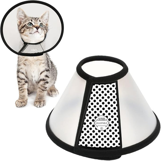 Depets Adjustable Recovery Pet Cone E-Collar for Cats Kittens Rabbits, Plastic Elizabeth Protective Collar Wound Healing Practical Neck Cover, Neck Girth 6.1 in-PawvioPets