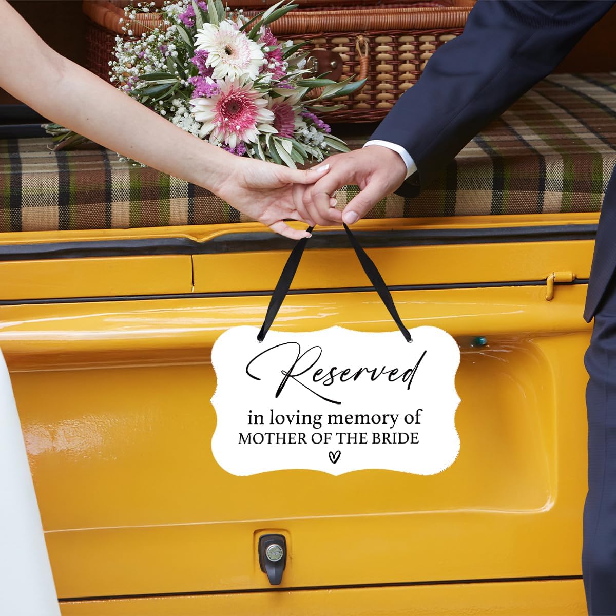 Acrylic Wedding Sign, Ring Bearer Sign, Reserved Seating Signs, for Mother of The Bride, Rustic Wedding Decor Signs, Acrylic Wall Art With Ribbon for Chairs Weddings Decor and Event Party (White)