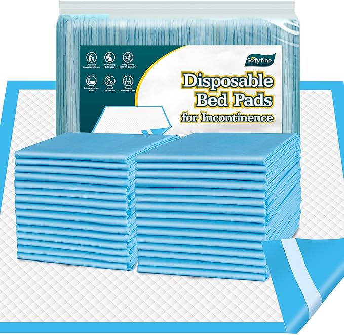 50 Count Bed Pads with Adhesive Strip 30"x36" Thicken Elderly Adults Incontinence Underpads Disposable, Heavy Duty Absorbent Chucks Waterproof, XL Extra Large Puppy Pee Training Pad-PawvioPets