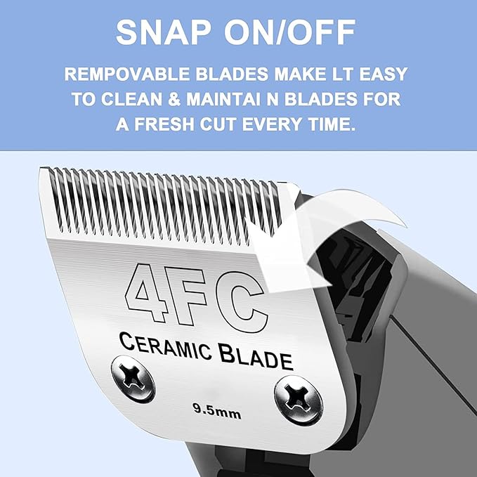 Audoc 4FC Blade Detachable Pet Clipper Replacement Blades, Ceramic and Stainless Steel, Compatible with Andis, Oster, and Wahl Clippers-PawvioPets