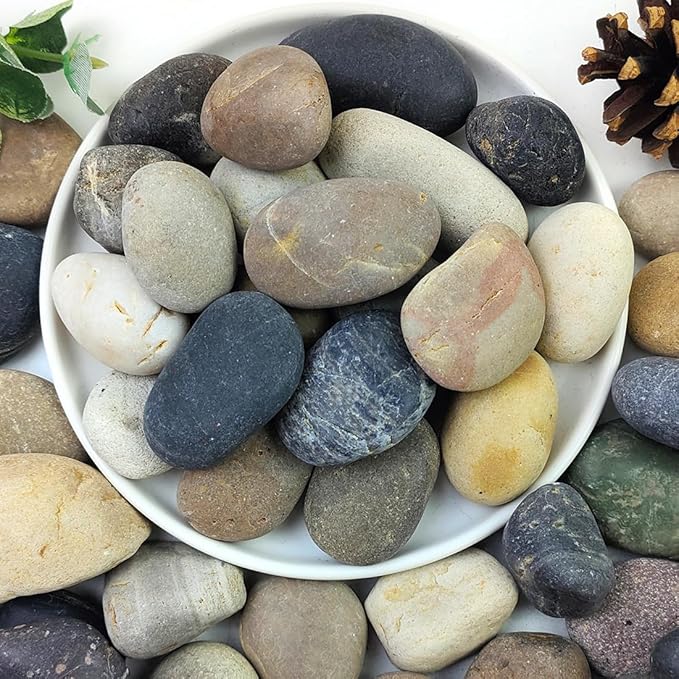 40lbs Natural River Rocks, 1-2" Premium Pebbles for Garden and Landscape Design, Hand-Picked Smooth Stones for Fish Tank, Flower Pots, Indoor Water Fountains, Pathways, Backyard-PawvioPets