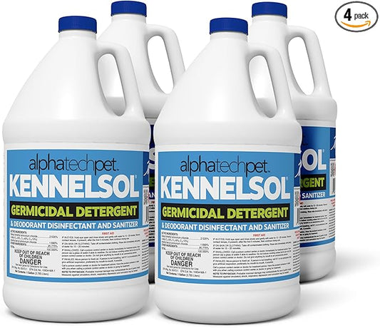 ATP KennelSol 1-Step Kennel Cleaner - 1 Gallon (Pack of 4) Liquid Disinfectant, Effective Against Bacteria and Viruses, Deodorizer Wintergreen Scent by Alpha Tech Pet-PawvioPets