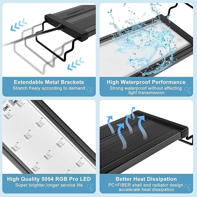 45W LED Aquarium Light for Plants,Full Spectrum Fish Tank Light with Timer,24/7 Lighting Cycle,Daylight Moonlight Mode Aquarium LED Light for 36 to 42 Inch Freshwater Planted Tank-PawvioPets
