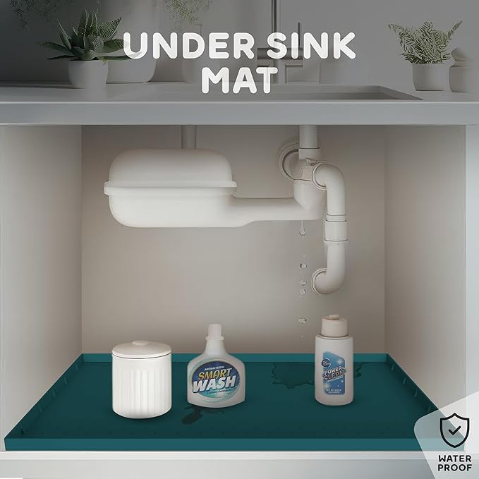 32x24x1” XL Dog Food Mat - All Purpose Under Sink Liner, Washer and Dryer Covers for The Top, Silicone Griddle Mat for Blackstone - Raised Edges Dog Mat for Food and Water Prevent Spill, Waterproof-PawvioPets