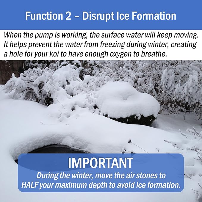 AquaMiracle All-in-One Koi Pond Aerator for Outdoor Ponds, Pond Air Pump Pond Aeration System with Self-Sinking Airline Flow Control Rubber Air Diffuser-PawvioPets