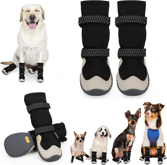 Dog Shoes for Large Small Medium Dogs, Dog Snow Boots Winter, Dog Booties and Paw Protectors to Prevent Licking, Anti-Slip Dog Shoes with Reflective for Hot Pavement,Hardwood Floors, Hiking (Size 3)-PawvioPets