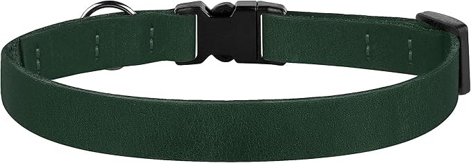 Breakaway Cat Collar Leather with Removable Bell - 13 Colors Available - Soft Adjustable Girl Boy Safety Lightweight Pet Kitten Collars Pink Brown Blue Green Red Orange Black (Emerald)-PawvioPets