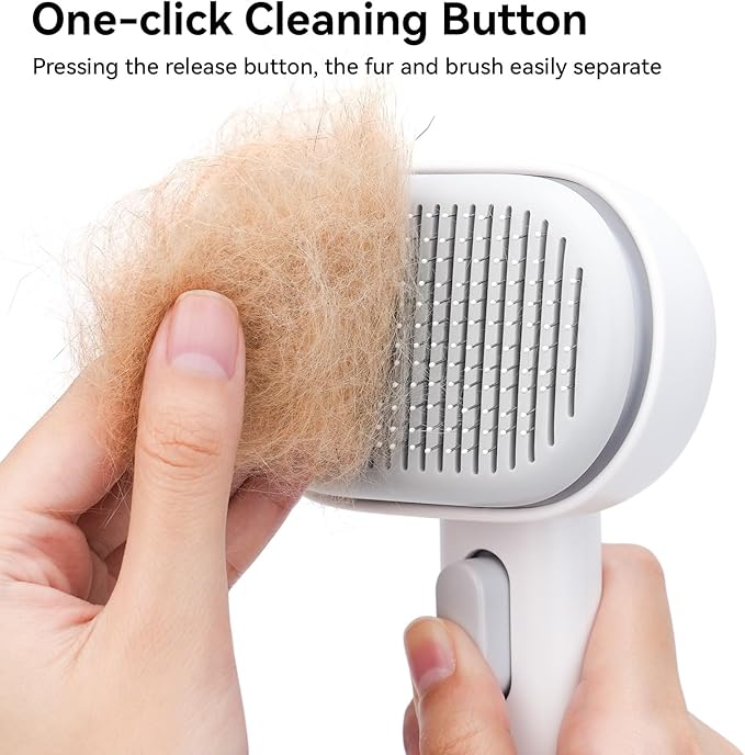 Aumuca Cat Brush for Shedding, Cat Brushes for Indoor Cats, Cat Brush for Long or Short Haired Cats, Cat Hair Brush Cat Grooming Deshedding Brush for Dog Kitten Horse Massage Removes Loose Fur, White-PawvioPets