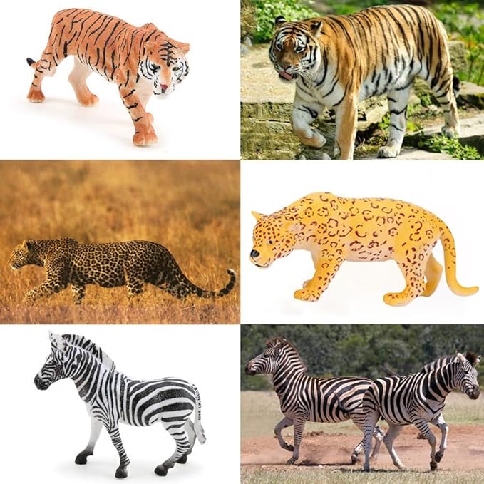 BOLZRA Safari Animals Figures Toys, Realistic Jumbo Wild Zoo Animal Figurines Plastic African Jungle Animals Playset for Kids Toddlers, 14 Piece Gift Set-PawvioPets
