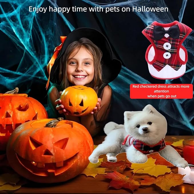 Dog Tuxedo for Wedding, Formal Pet Suit with Bow Tie and Leash, Adjustable Dog Costume for Small Medium Large Dogs, Birthday Christmas Halloween Party Apparel, M（8-14LB）-PawvioPets