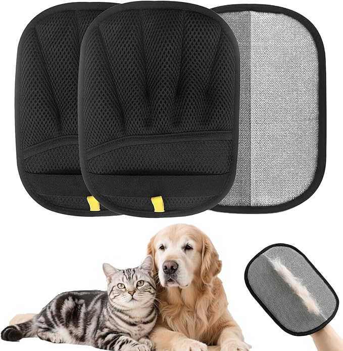 3 Pcs Magic pet Hair Remover Glove - Reusable & Easy-to-Clean cat and Dog Fur Brush for Effortless Grooming, Upgraded Grip and Large Size for Better Coverage-PawvioPets